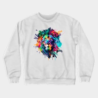 Colorful Lion Head Splash Art T-Shirt Lion Lover Crewneck Sweatshirt